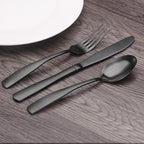 Matte Black Silverware Set, Bysta 40-Piece Stainless Steel Flatware Set - Image 5