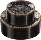 Rubtlamp 60Pcs Black Plastic Plates, Hammered Plastic plates Include 30 Dessert by Rubtlamp