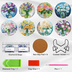 Ekuxom 8 PCS Flowers Diamond Art Coasters Kits - Image 3