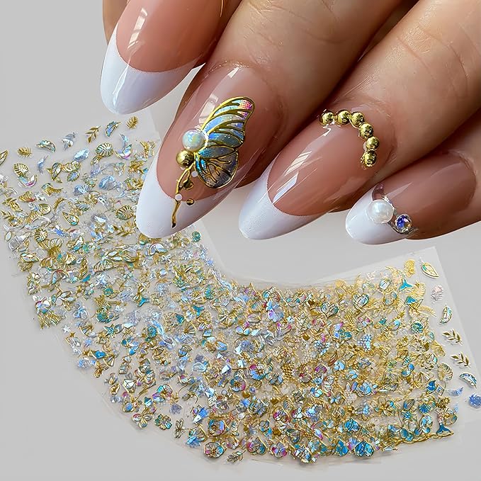20 Sheets Butterfly Flower Nail Art Stickers Spring Summer Butterfly Nail Art Design Decals 3D Self-Adhesive Colorful Butterflies Nail Sticker Designer Nail Charms for Women DIY Nail Decoration