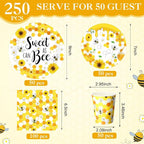 Funnymoom 250 Pcs Bee Party Decoration Sweet as Can Bee Paper Plates Napkins - Image 3