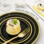 BESTVIP 600PCS Black Gold Dinnerware Set - Image 4