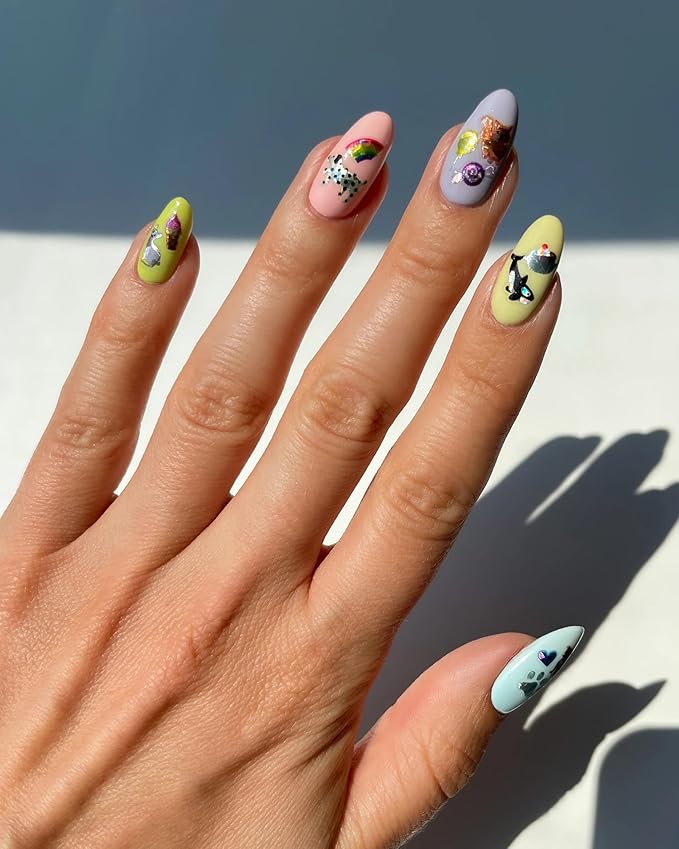 Deco Beauty Ice Cream Social Nail Stickers - Lightweight & Easy-to-Apply Nail Art with Trendy Designs - Durable & Long-Lasting Nail Stickers for Women, Ideal for DIY Manicures & Salon-Quality Nails