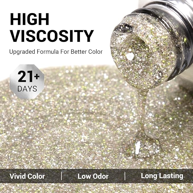 MelodySusie Lime Forth Glitter Gel Nail Polish,0.5 Fl Oz Soak Off UV LED Shiny Diamond Glitter Gel Polish Gift for Women Nail Art Manicure Salon DIY Nail Design Decoration at Home-A1312