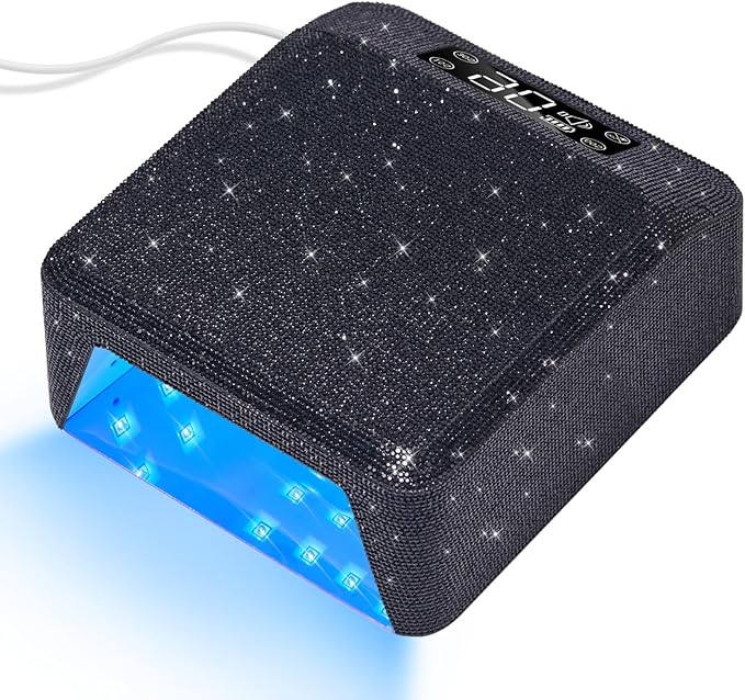 UV LED Nail Lamp 96W Nail Dryer Sparkly Gel Polish Light 4 Timer Setting Professional Quick Dry Curing Lamp with Display Auto Sensor for Salon & Home, Black