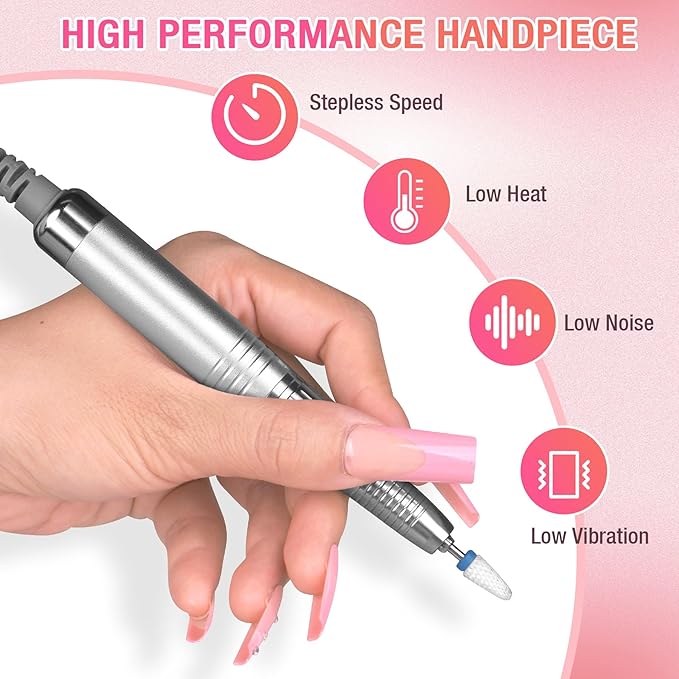 Nail Drill Professional, 35000RPM Brushless Nails Drill Machine, Rechargeable Nail Efile Drill Cordless Electric Nail File for Acrylic Nails