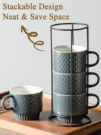 Gomakren Coffee Mugs Set of 4, 13oz Stackable Coffee Cup - Image 3