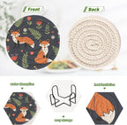Fox Flower Black Pattern Coasters - Image 4