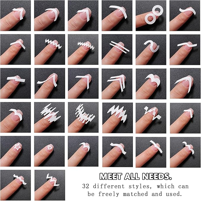 24 Sheets 712 Pieces French Manicure Nail Art Stickers, 32 Designs Self-Adhesive Nail Tips Guides for DIY Decoration Stencil Tools French tip Guides kit (24 Sheets 32 Designs) US291 (24)