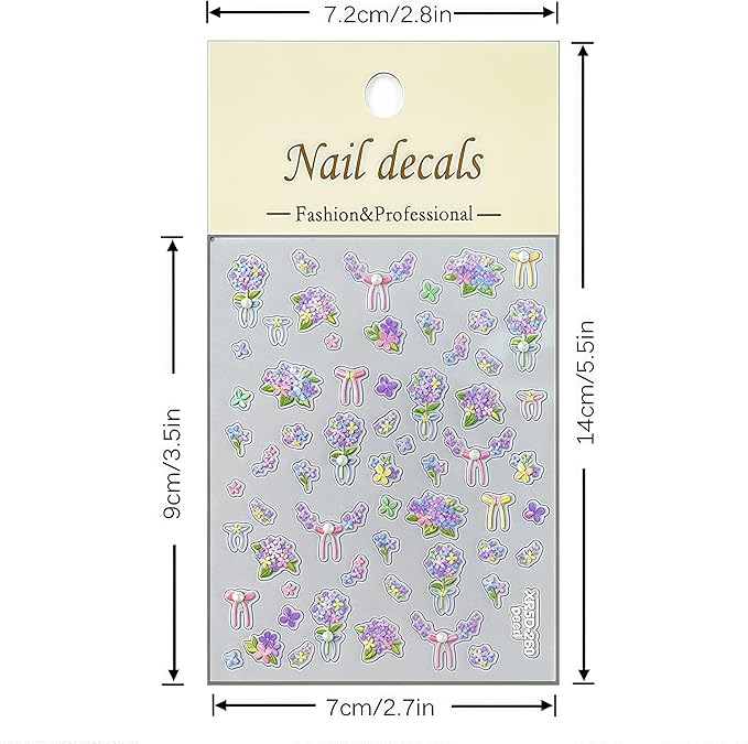 Flower Shell Light Nail Stickers 5D Embossed Self-Adhesive Floral Pearl Crystal Diamond Design Decals Spring Summer Daisy Nail Art Charms for Women DIY Decorations Exquisite Cardboard 1Sheets Set