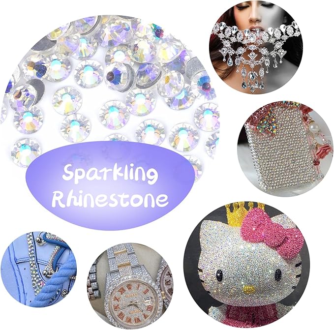 2000PCS Moonlight Rhinestones Bulk, Flat Back Crystal Glass Stone Round Gems,SS30, 6.4-6.6mm