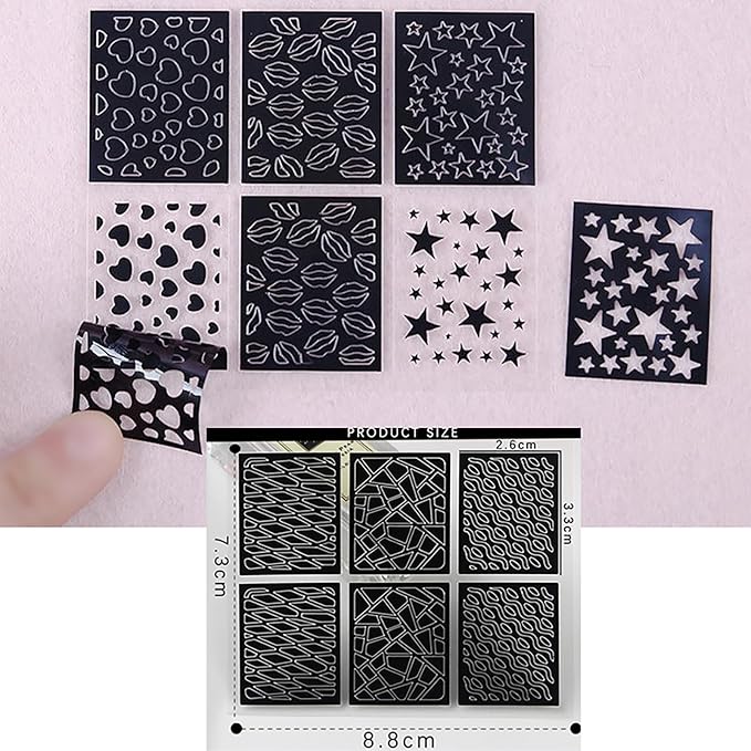 Reusable Nail Stencils for Nail Art - 144 Pieces with 72 Unique Designs, DIY French Tip Guides & Manicure Decals for Professional Salon-Quality Results at Home