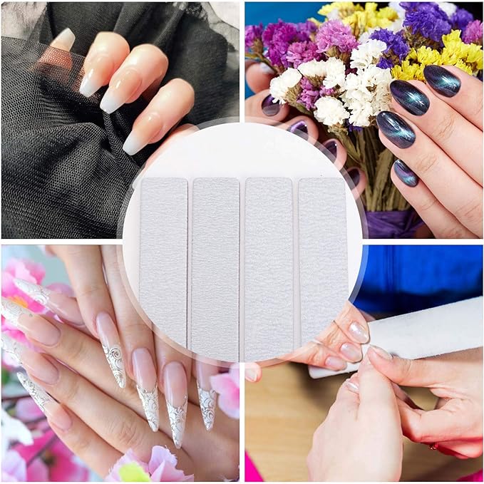 100 Pack Nail Files for Acrylic Nails 100/180 Grit Double Sides Emery Boards Professional Nail Buffering Files