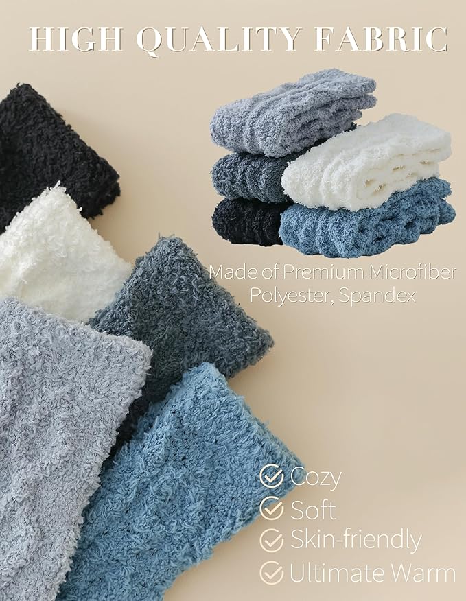 TEHOOK Warm & Cozy Gifts for Women, Stocking Stuufers, Fluffy Fuzzy Plush Sleeping Slipper Socks - Soft Warm Fabric