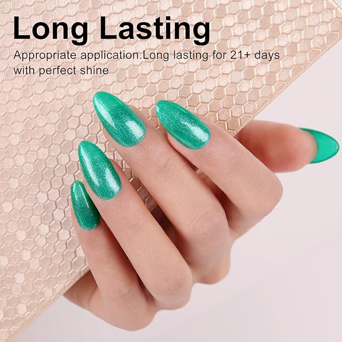 Imtiti Glitter Gel Nail Polish, 1 Pcs 0.5 fl oz Shimmer Green gel nail polish Color Soak Off Gel Polish Nail Art Manicure Salon DIY Nail Lamp Gel Nail Design Christmas Decoration