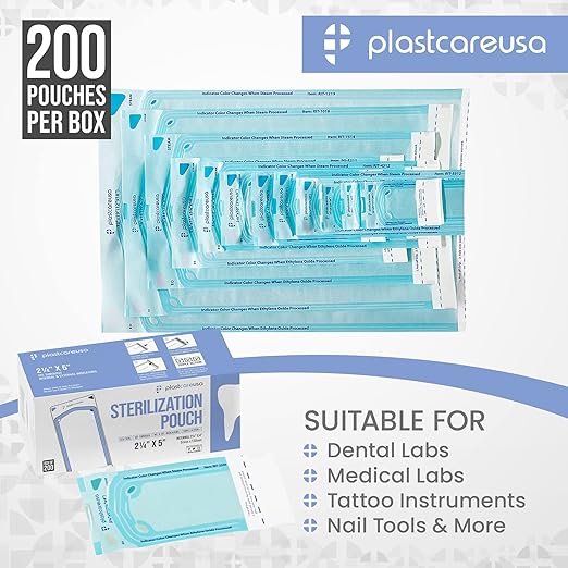 400 2.25 x 4 Inch Self Sterilization Autoclave Pouches for Cleaning Tools, Sterilizer Bags for Dental Offices, Pouch for Dentist Tools, 2 Boxes of 200