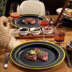 bUCLA 300PCS Black and Gold Disposable Dinnerware Set - Image 3