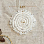 Coomin Car Coasters for Cup Holders, 3.8in 2p Beige | Absorbent Macrame Drink - Image 2
