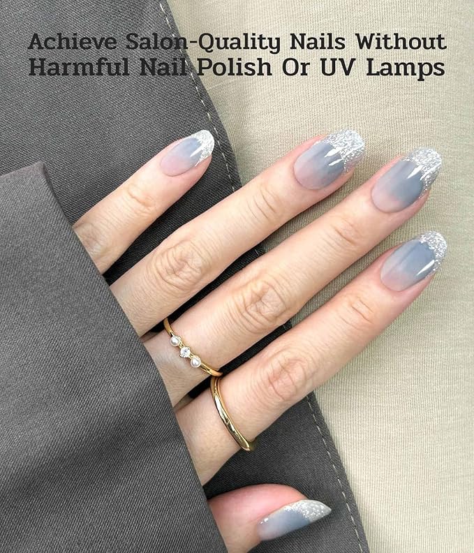 Nail Polish Strips - 22 Pcs Salon Quality Gel Nail Stickers - Long Lasting Wraps (Falling of Tide Blue)