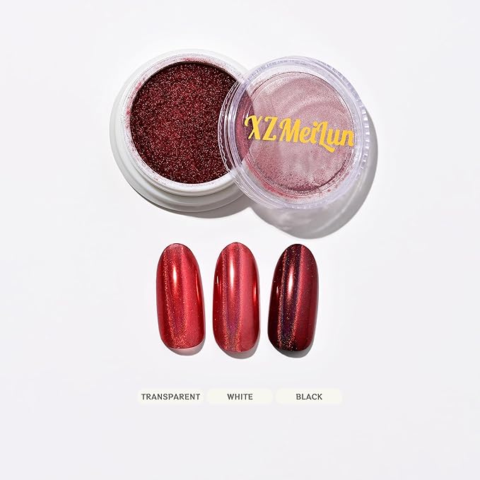 Chameleon Red Magic Mirror Chrome Nail Powder, Big-Capacity 1.5g Metallic Dust Holographic Effect Powder Pigment Glitter Manicure Kit, Nail Art, Can Mixed with Builder Gel Nail Polish Use