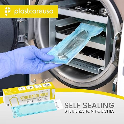 1000 2.25 x 9 Dental Sterilization Pouches, Sterilizer Autoclave Bags for Sterilizing Instruments and Cleaning Tools, 5 Boxes of 200