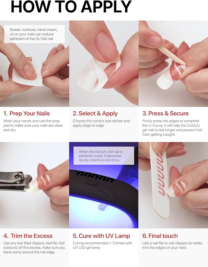 UUUUUU Semi Cured Gel Nail Strips | Salon-Quality | UV Free Gel Nail Wraps for Women | Easy Peel&Stick | Long-Lasting up to 14 Days | 28 Strips Set+File & Wipes | Gift-Ready (Amber)