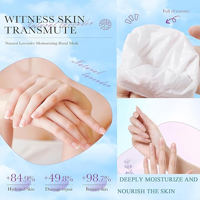 Moisturizing Hand Mask Gloves 9 Pairs, Hydrating Hand Masks for Dry Cracked Hands, Exfoliating Hand Peel Mask, Nourishing Hand Treatment Gloves for Women & Men