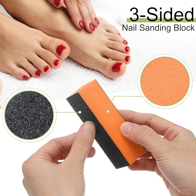 HARFINGTON 15pcs Nail Buffer Blocks 60/80/80 3 Sided Grit Nail Sanding Buffing File Block Manicure Tool for Acrylic Nail Shine Polishing Buffer, Orange