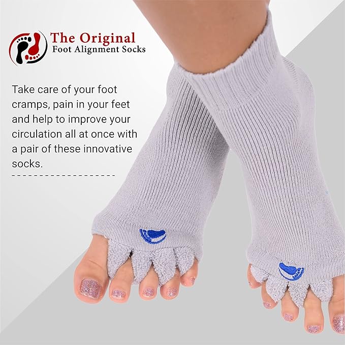 My Happy Feet Foot Alignment Socks with Toe Separators for Men or Women