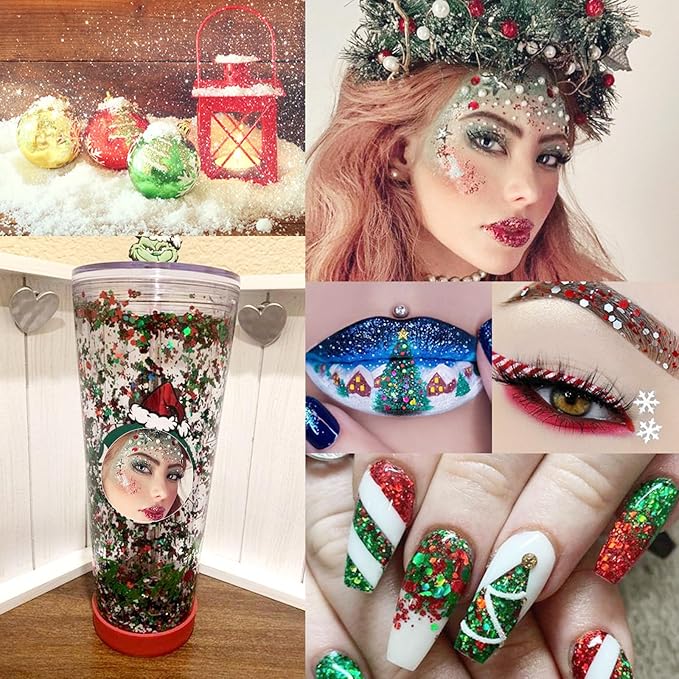 12 Grids Luminous Nail Art Glitter Powder, Glow in The Dark Nail Art Sequins with Moon Shape Designs,Night Holographic Fluorescent Nails Mix Pigment Supplies for Women Girls Glow Decorations