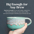 NOVA CERAMICS Mint Green Coffee Mug - 16 oz Ceramic Mug - Nebula | Green Mint - Image 7