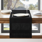 Linen Textured Border Table Runner, 14 x 60 Inch Black | Mitered Corner Design by ZEEMARTONLINE