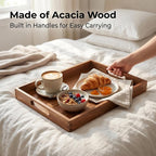 Acacia Wood Tray Set of 3, Stackable Serving Trays - Image 6