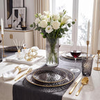 Rubtlamp 60Pcs Black Plastic Plates, Hammered Plastic plates Include 30 Dessert - Image 5