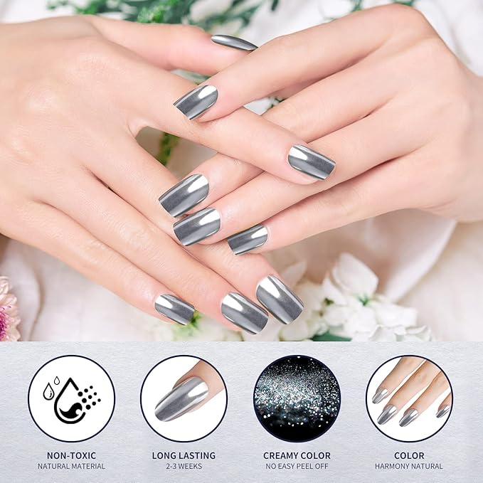 Artdone 36 Jars Chrome Nail Powder Nail Art Fimo Decoration Metallic Mirror Effect Holographic Aurora Chameleon Pigment Powder 1g/Jar Pearl for Resin Craft & Nail Art