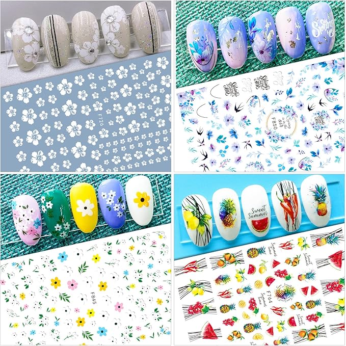 WSYUB Nail Stickers, 24 Stickers for Nails Art, Self Adhesive Nail Art Sticker Decals, Nail Supplies kit Large Sheets