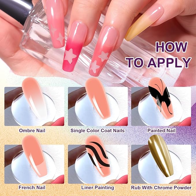 Gradient Painting Gel, 4 Colors Ombre Gel Nail Polish Include White Nude Almond Black Sponging for Pigment Pat Nails French Manicure Soak Off UV DIY Nail Art Essentia Set