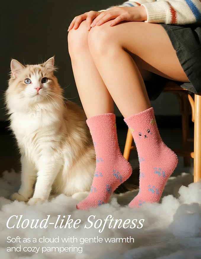 TEHOOK Warm & Cozy Gifts for Women, Stocking Stuufers, Fluffy Fuzzy Plush Sleeping Slipper Socks - Soft Warm Fabric