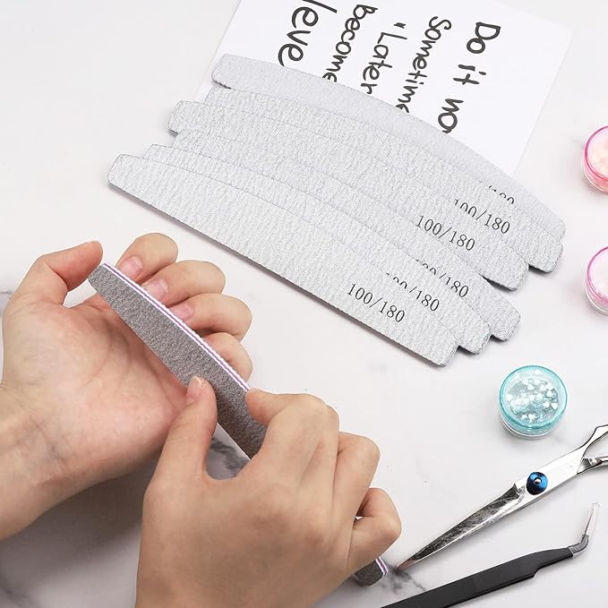 35 Count 100/180 Grit Nail Files and Buffers Set, Double Sided Emery Boards Washable Buffing Blocks for Natural Nails and Acrylic Nails