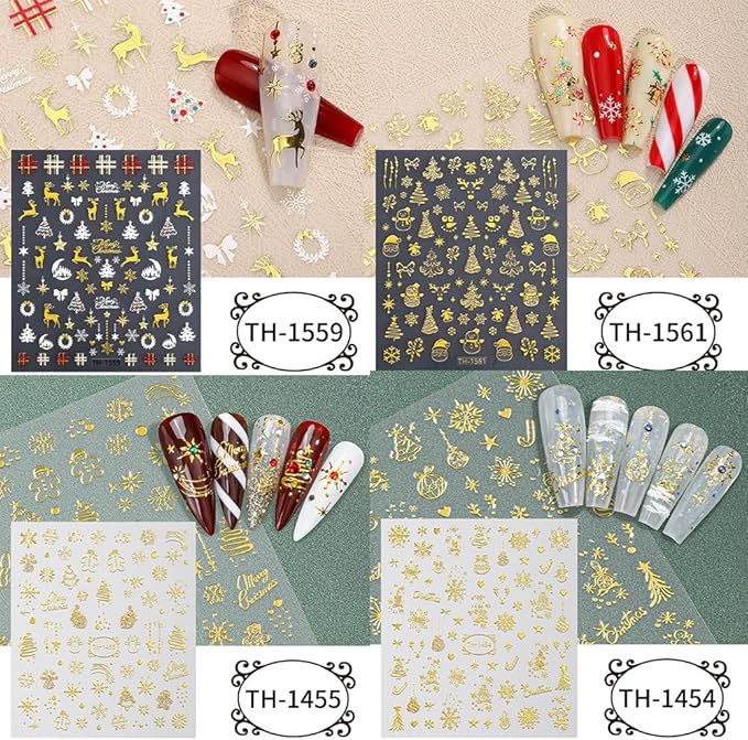 7 Sheets Christmas Nail Stickers for Nail Art, 3D Self-Adhesive Deer Star Nail Decals, Mushroom Nail Supplies Nail Art Design Accessories for Women and Girls Manicure DIY Decoration