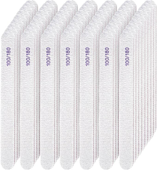 200 Pcs Nail Files 100/180 Grit Double Sides Emery Boards Reusable Nail Files for Acrylic Nails Professional Manicure Tools for Natural Nails Acrylic Nails Home and Salon Supplies