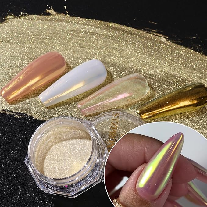 Mermaid Aurora Chrome Nail Powder 10 Boxes Colorful Pearlescent Glazed Powder Kits Pearl Metallic Mirror Pigment Rubbing Dust Nails Glitter Decoration DIY Designs Nail Accessories