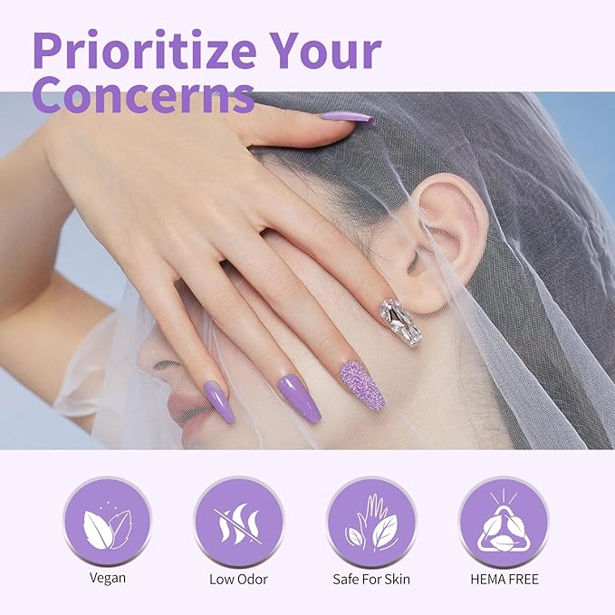 CANNI 6 Colors 9 ML Hema-Free Light Purple Gel Nail Polish Set, Purple Gel Polish Kit, Soak Off LED Nail Gel Manicure Kit DIY at Home Salon Gifts