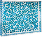 Plastic Serving Tray with Handles, Rectangle Blue Decorative Tray | Coffee by MAONAME