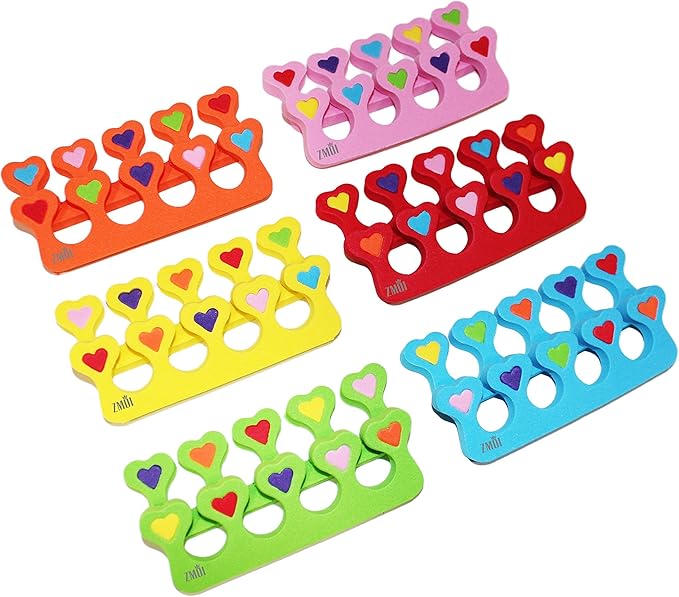 Premium Colorful Heart Toe Separators - Cute Design for Kids - Super Soft, Durable 24 Pieces ZMOI