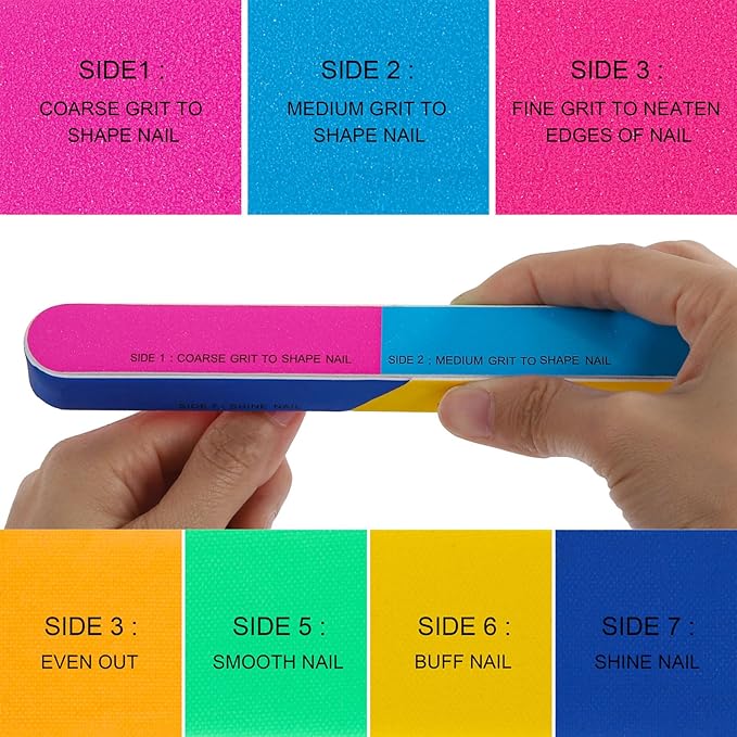 Nail Files and Buffers Set- 32Pcs Manicure Tools Emery Board for Nails, 100/180 Grit, Multiple Sides