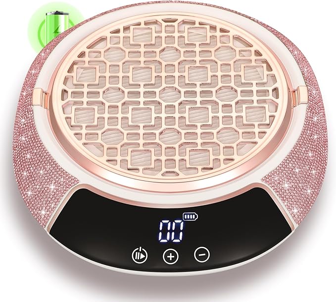 Cordless Nail Dust Collector,Portable Dust Collector Nail Tech with LED Display,Rechargeable Dust Suction Machine with Reusable Fillter for Acrylic Gel Polish,Salon & Home