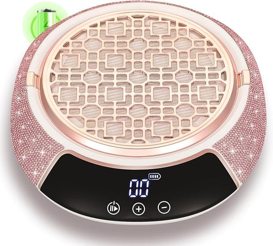 Cordless Nail Dust Collector,Portable Dust Collector Nail Tech with LED Display,Rechargeable Dust Suction Machine with Reusable Fillter for Acrylic Gel Polish,Salon & Home