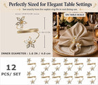 Gold Napkin Rings Set of 12 – Crystal Flower Design – Luxury Napkin Rings Gold - Image 2