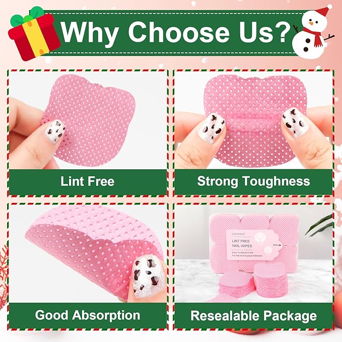 Lint Free Nail Wipes 1200PCS Cute Bear Head Shape Non-Woven Nail Polish Remover Wipes No Lint Cleaning Wipes Pink Soft Nail Wipes Nail Stuff Dry Pads For Nail Art & Eyelash Extension